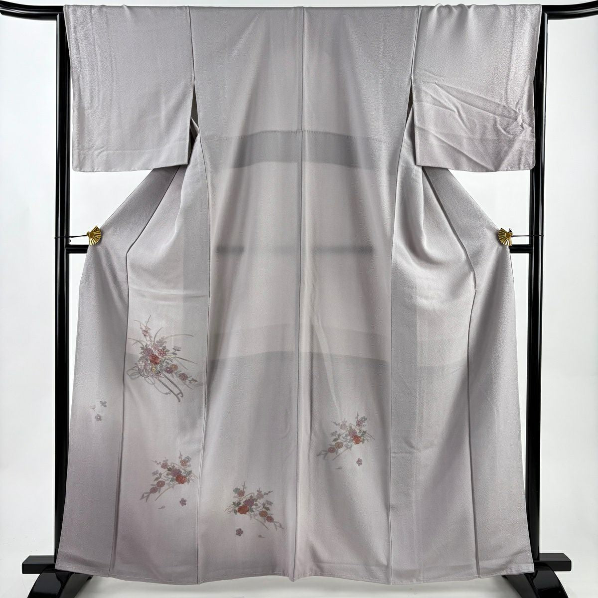 付下 身長162cm 袖長65cm M 雙層 花車 枝梅花 刺繡 漸層 淺紫 純蠶絲 優品級