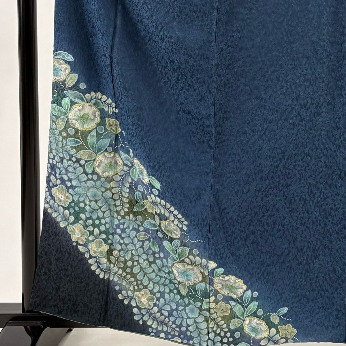 付下 身長162cm 袖長63.5cm S 雙層 辻花染 地紋 染分 ぼかし 深藍 純蠶絲 秀品級