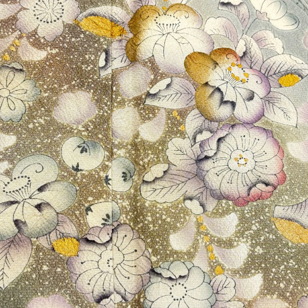 訪問服 身長158.5cm 袖長68.5cm L 雙層 辻花染 藤 金銀彩 漸層 灰綠 純蠶絲 優品級