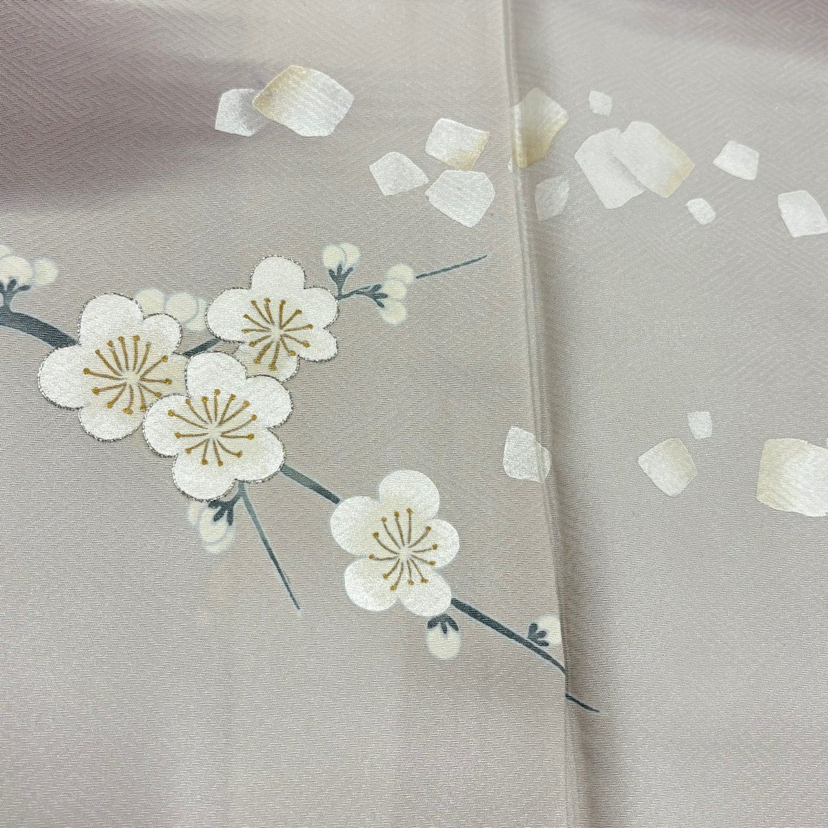 色留袖禮服 身長155cm 袖長63cm S 雙層 枝梅花 菖蒲 金銀彩 灰紫 純蠶絲 秀品級