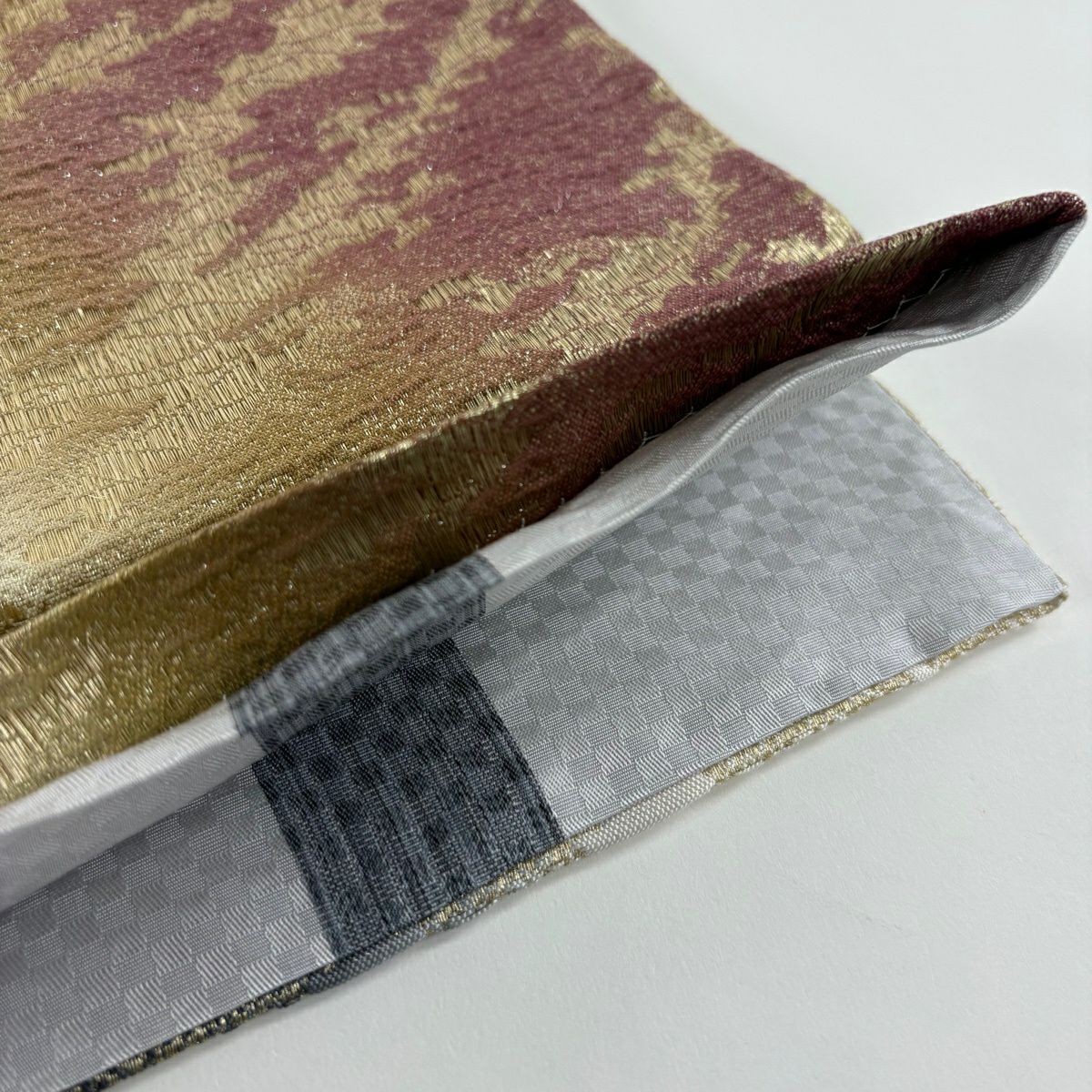 【美品】 袋帶 秀品級 手先二通 霞 金銀糸 金金箔 銀色 全通 純蠶絲