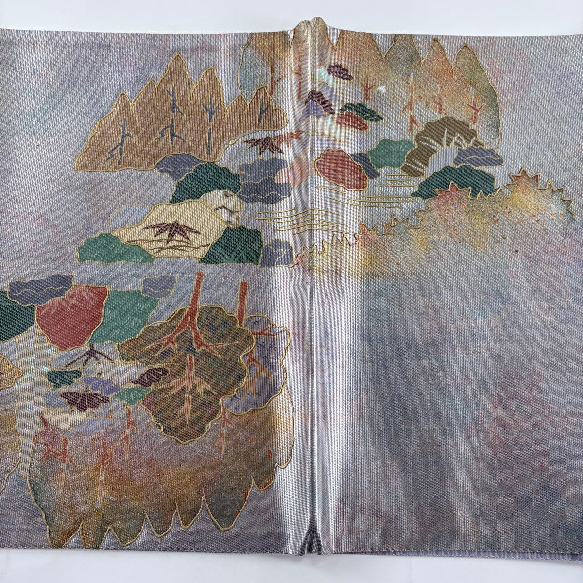 袋帶 秀品級 建築 樹木 金銀彩 金金箔 純蠶絲