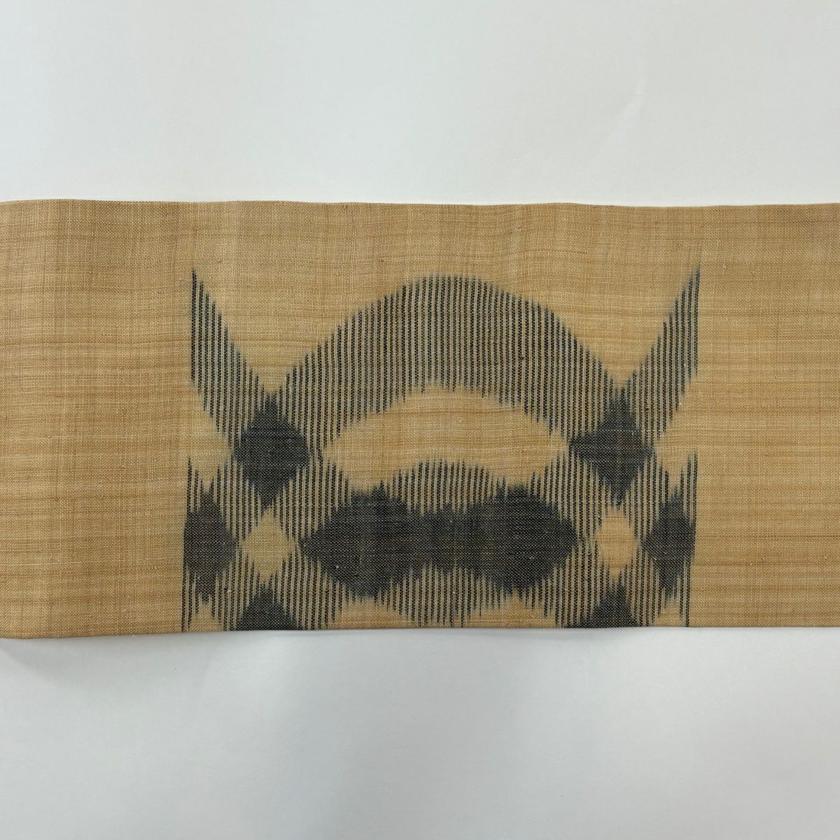 【美品】名古屋帶 逸品級 幾何學 薄黃土 茶蕉