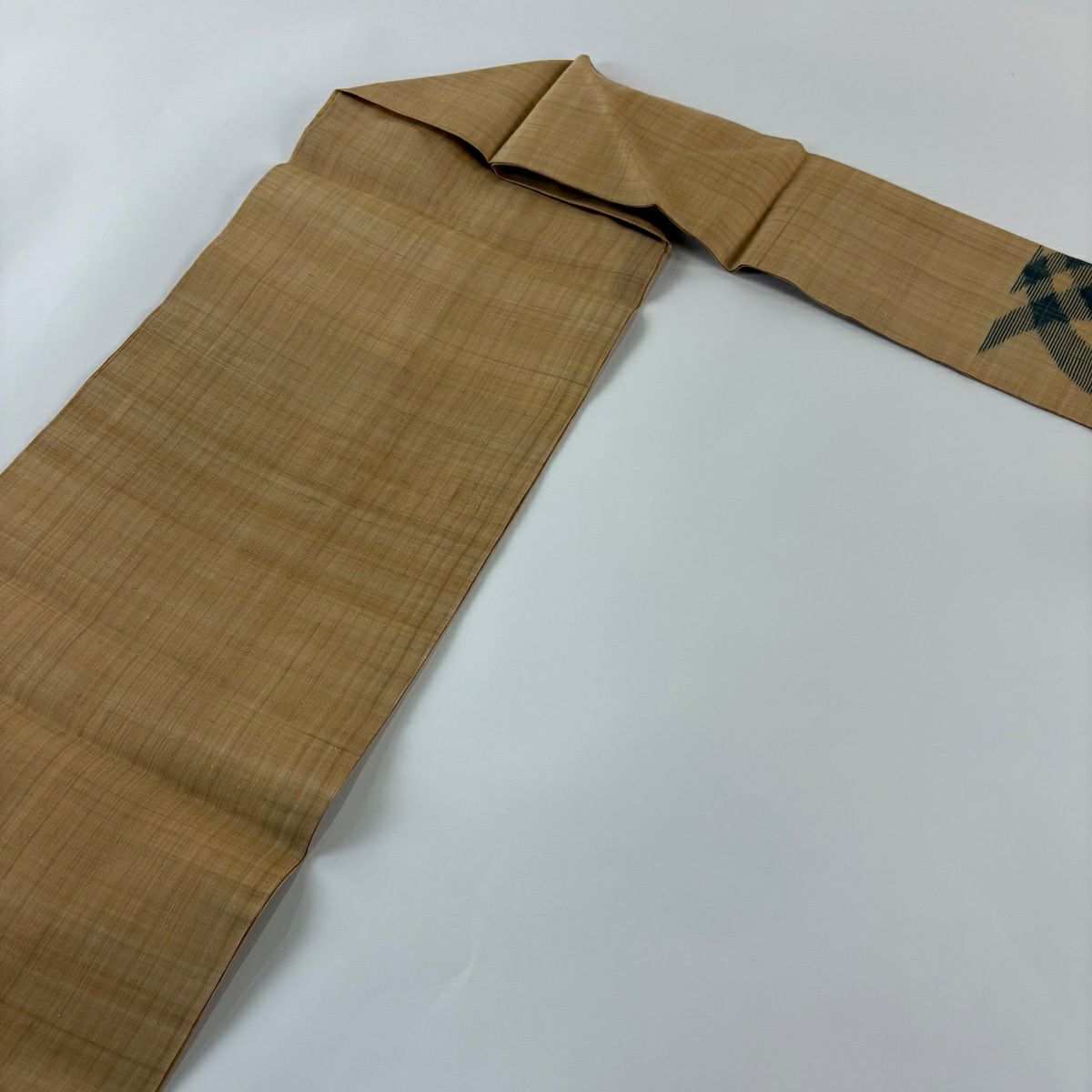 【美品】名古屋帶 逸品級 幾何學 薄黃土 茶蕉