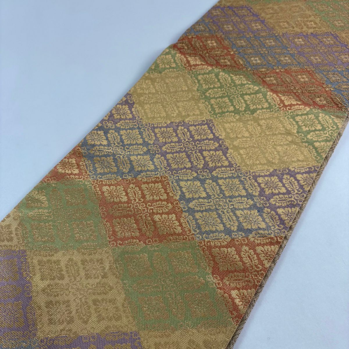 【美品】 袋帶 名品級 花菱 金糸 山吹茶 純蠶絲