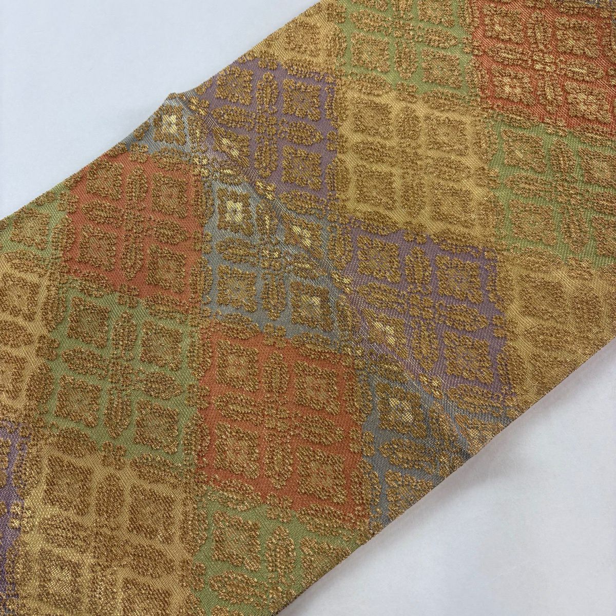 【美品】 袋帶 名品級 花菱 金糸 山吹茶 純蠶絲