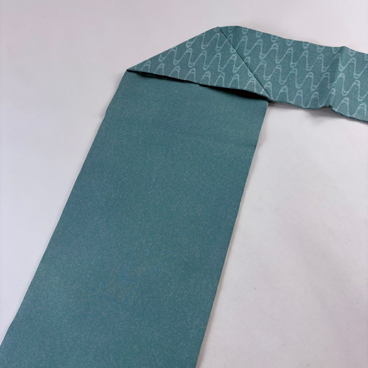 【美品】 名古屋帶 名品級 附落款 墨流紋 斜條紋 淺綠 純蠶絲