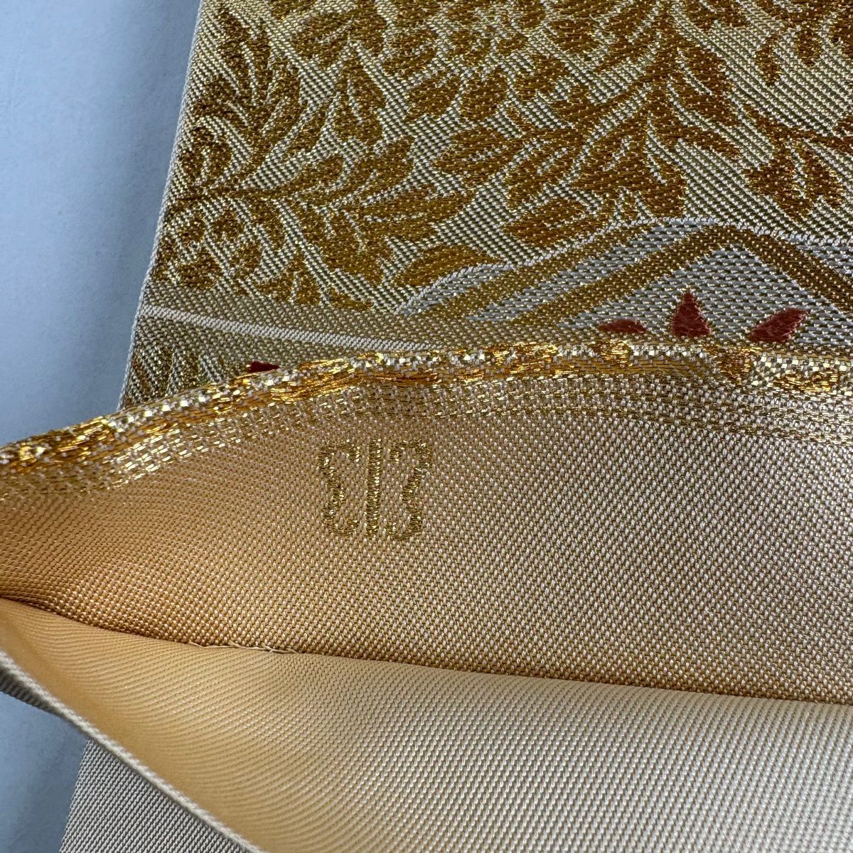 【美品】 袋帶 名品級 川島織物 落款 蜀江華紋 菱形 金金箔 金絲 金色 六通 純蠶絲