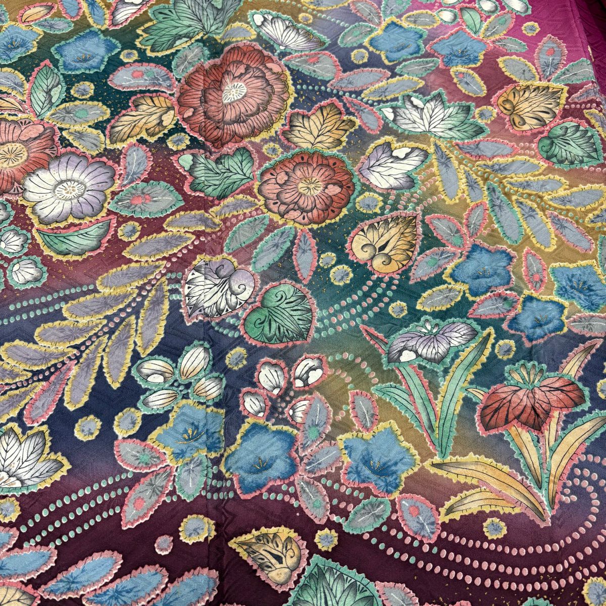 【美品】振袖禮服 身長164.5cm 袖長67cm M 雙層 大和 辻花染 金銀彩 漸層 紅紫 純蠶絲 名品級