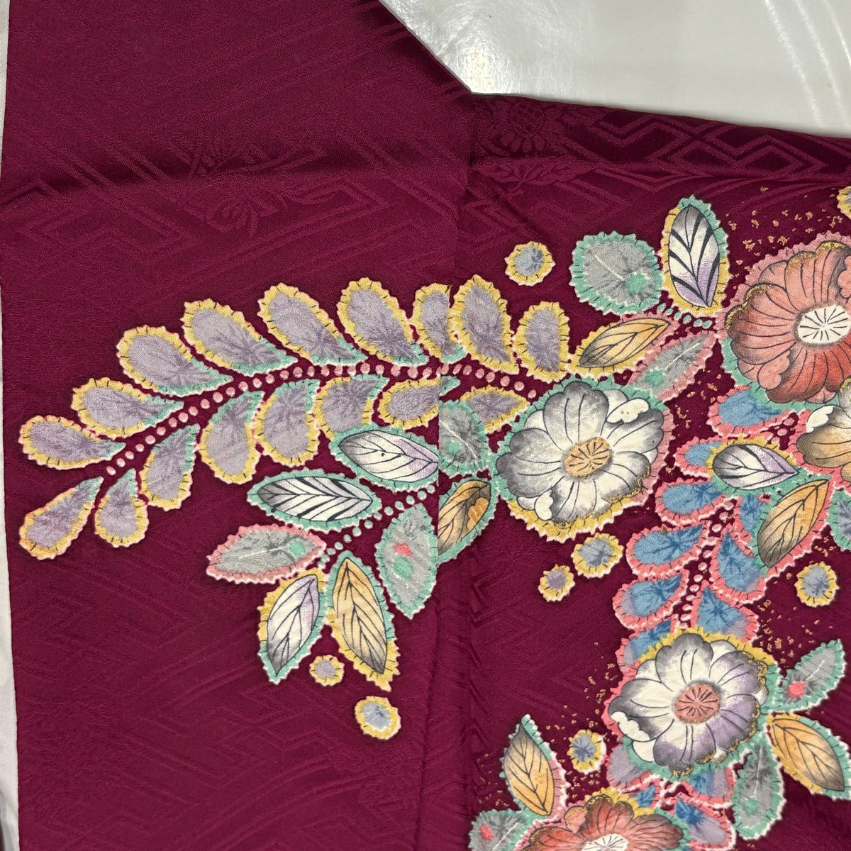 【美品】振袖禮服 身長164.5cm 袖長67cm M 雙層 大和 辻花染 金銀彩 漸層 紅紫 純蠶絲 名品級