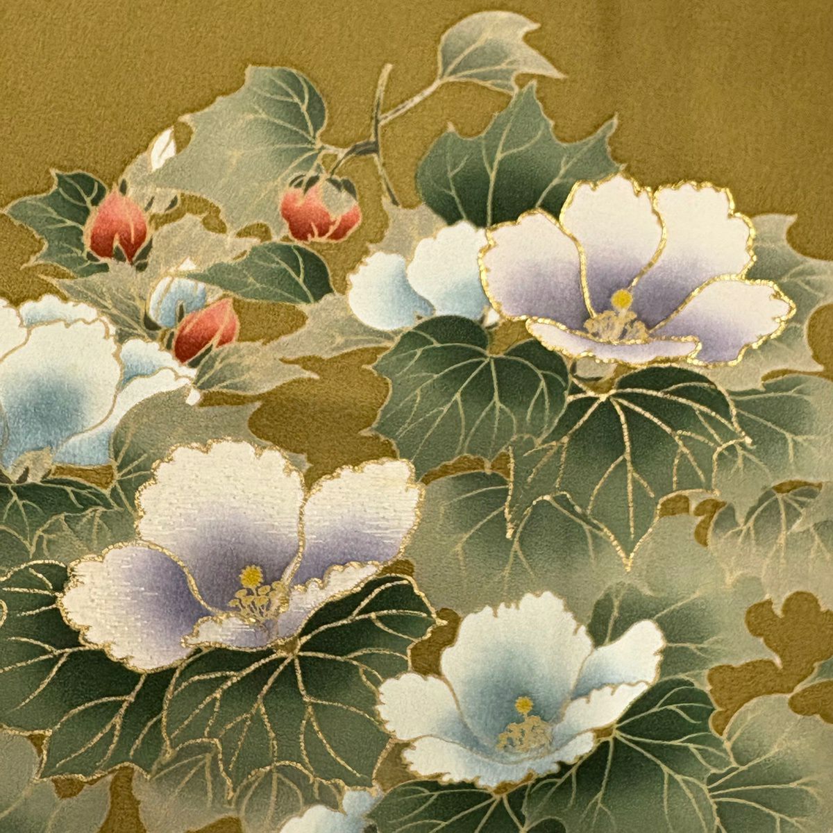 【美品】 留袖禮服禮服 身長161cm 袖長64cm M 雙層 落款あり 枝花 楓 金銀彩 金絲 鶯色 純蠶絲 名品級 一つ紋