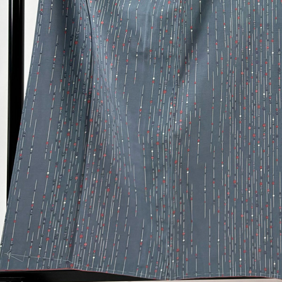 【美品】 小紋 身長159cm 袖長65.5cm M 雙層 紬織織 證書あり 幾何學 青灰 純蠶絲 名品級
