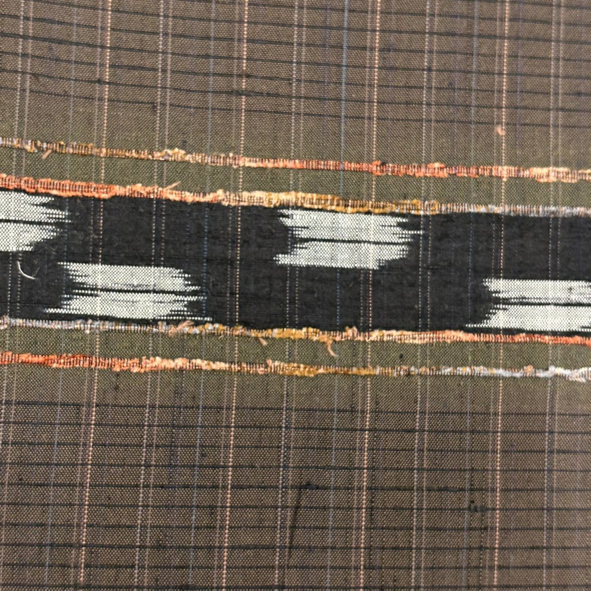 【美品】 付下 身長166.5cm 袖長66.5cm M 雙層 紬織織 縞紋 矢羽 墨色 純蠶絲 名品級
