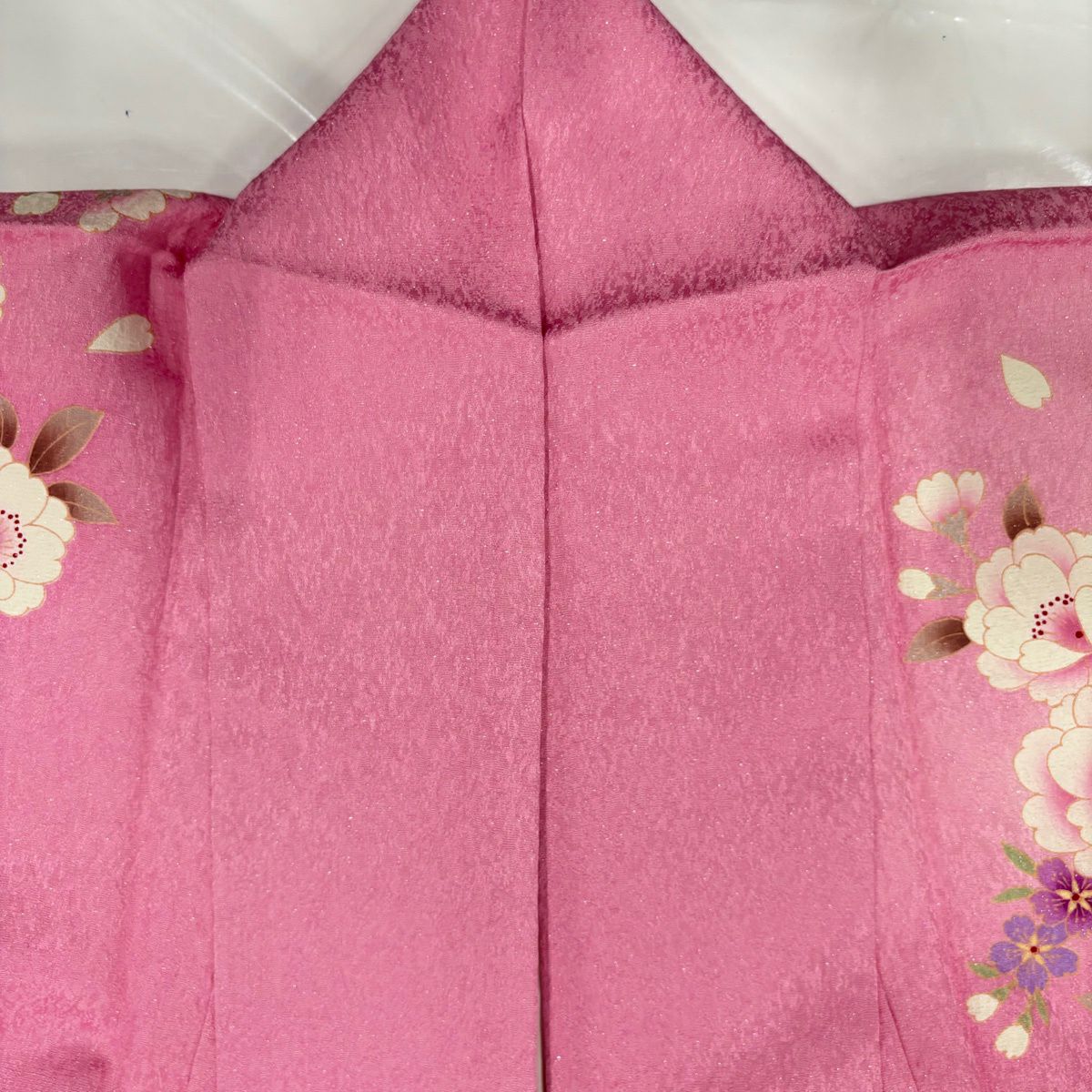 【美品】振袖禮服 身長165cm 袖長69cm L 雙層 櫻花花瓣 金銀彩 刺繡 粉紅 純蠶絲 名品級