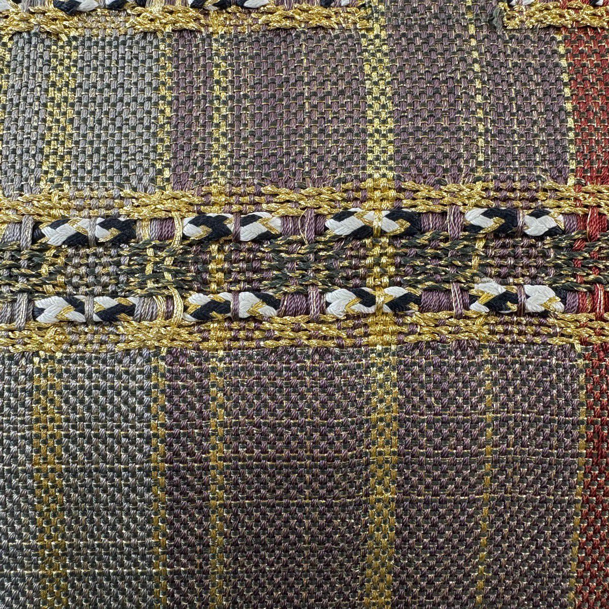 【美品】 袋帶 秀品級 幾何學 條紋 金絲 灰綠 大鼓圖案 純蠶絲
