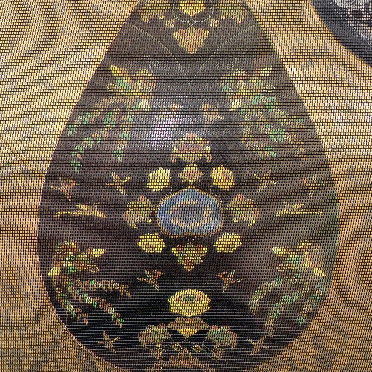 【美品】 袋帶 秀品級 關西仕立 雙面琵琶 鏡裏文 螺鈿 金金箔 金色 大鼓圖案 純蠶絲