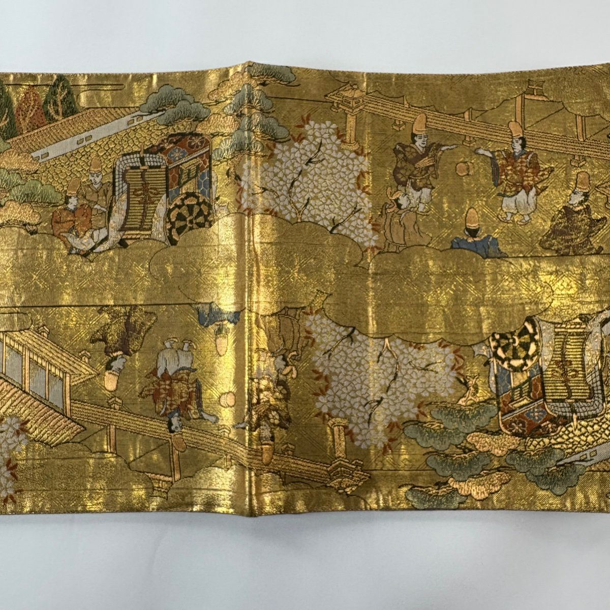 袋帶 秀品級 山鉾 人物 金金箔 金絲 金色 大鼓圖案 純蠶絲