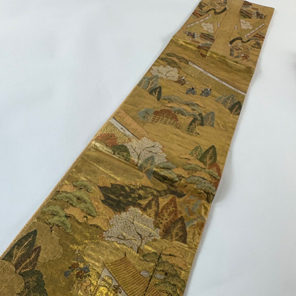 袋帶 秀品級 山鉾 人物 金金箔 金絲 金色 大鼓圖案 純蠶絲
