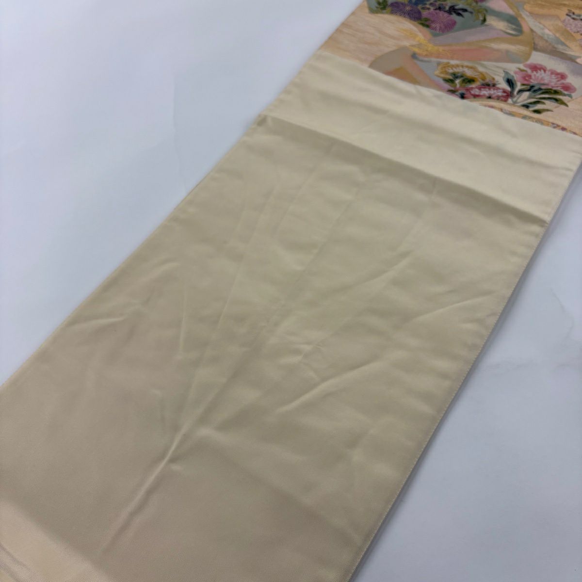 袋帶 秀品級 扇子面 花鳥 金絲 金金箔 金色 六通 純蠶絲