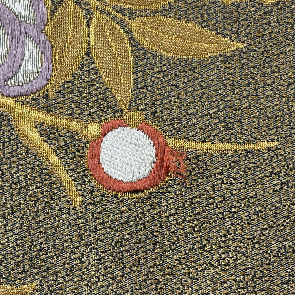 袋帶 秀品級 振袖禮服禮服用 松樹竹子梅花 藤 金絲 金金箔 金茶 六通 純蠶絲