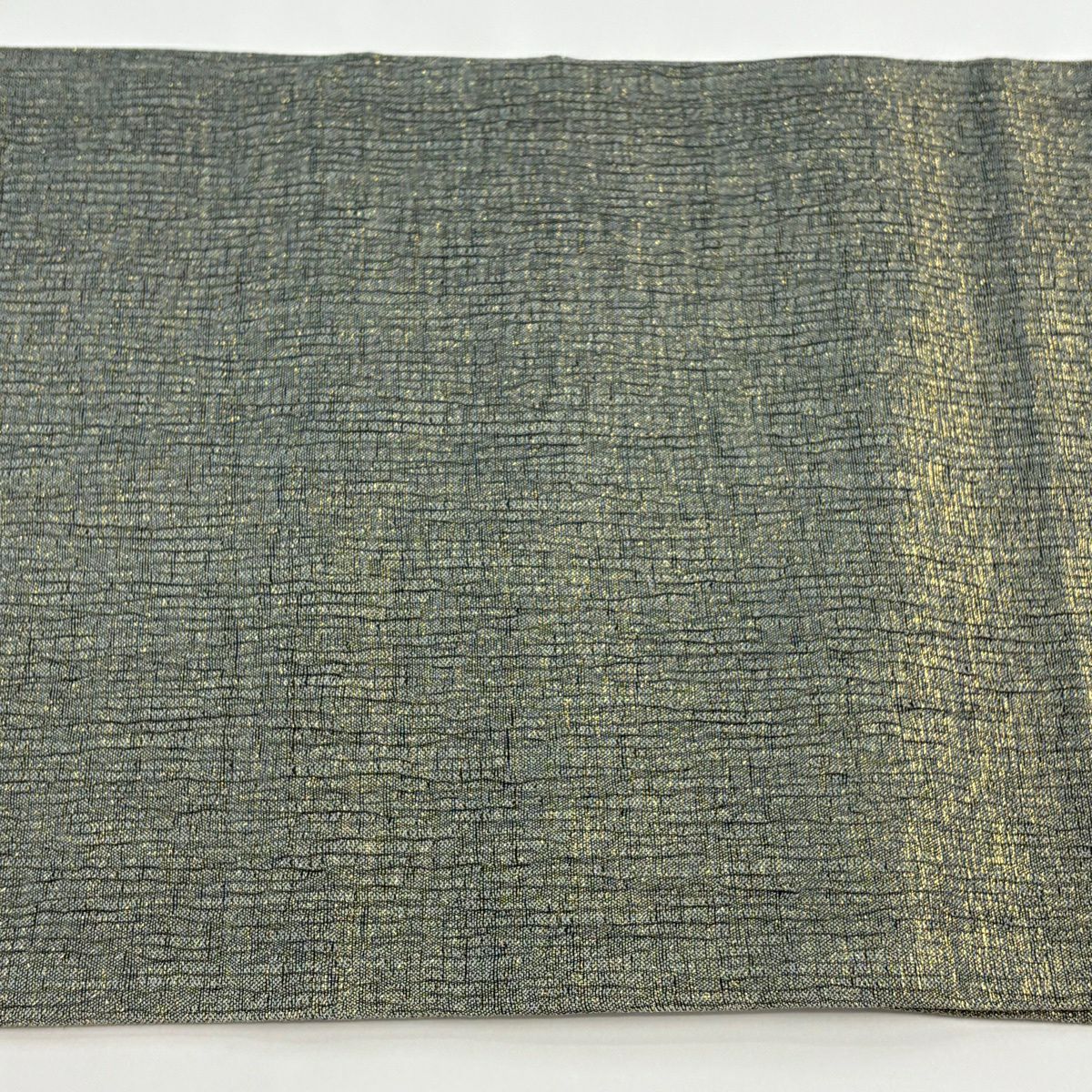 【美品】 袋帶 秀品級 夏帶 椿 金銀彩 金金箔 灰綠 お太鼓圖案 純蠶絲