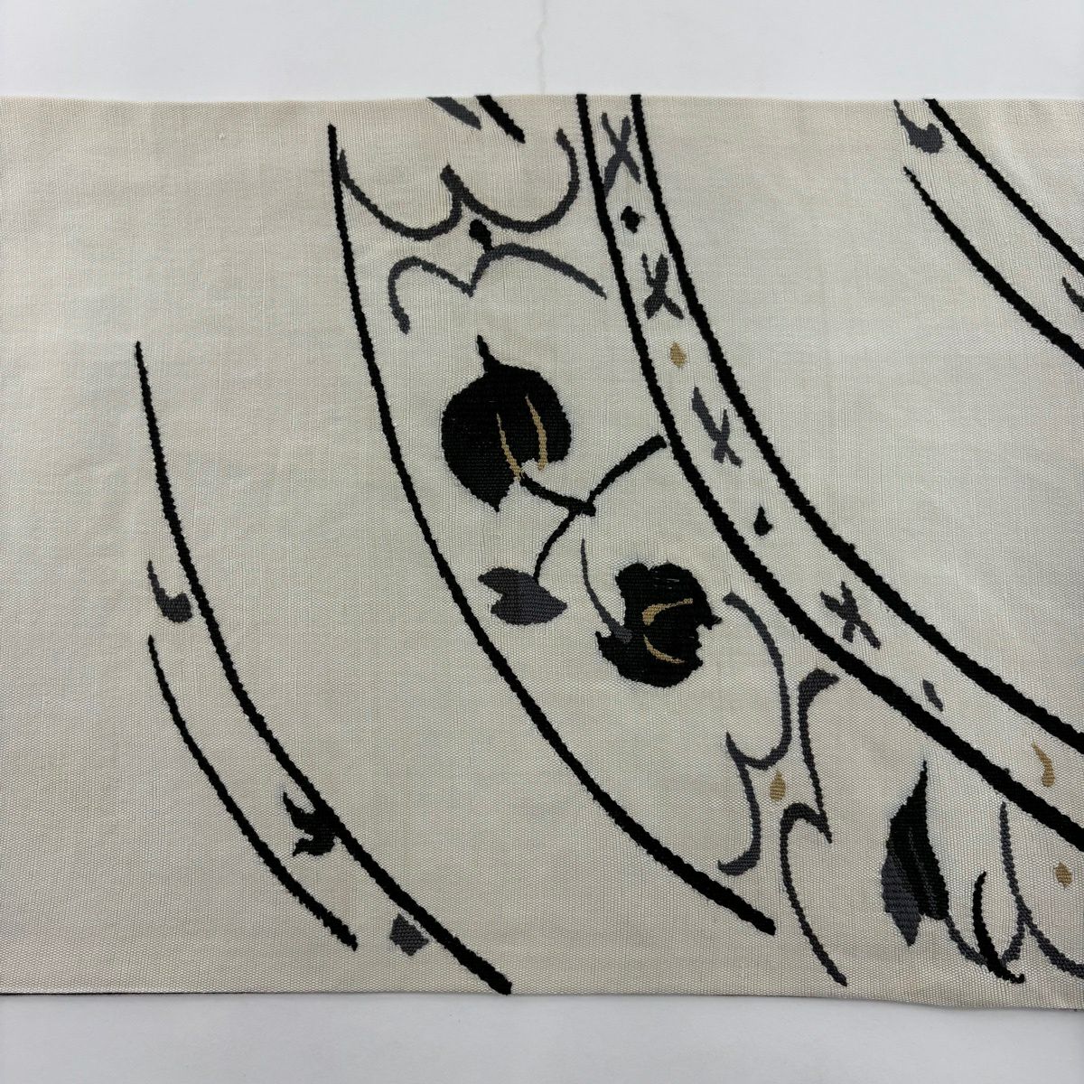 【美品】 袋帶 秀品級 山並 花 紫 お太鼓圖案 純蠶絲