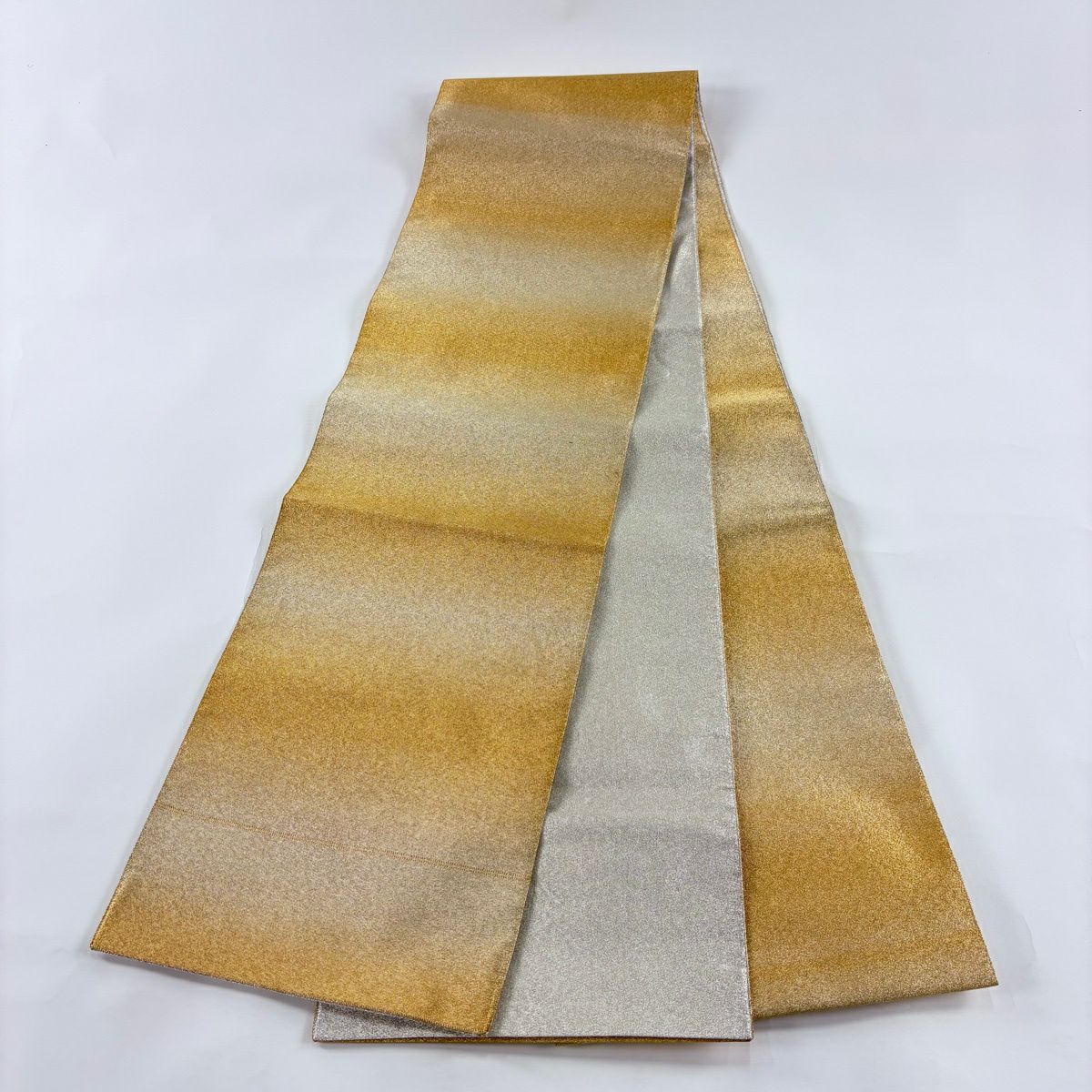【美品】 袋帶 秀品級 段紋 金絲 金色 全通 純蠶絲