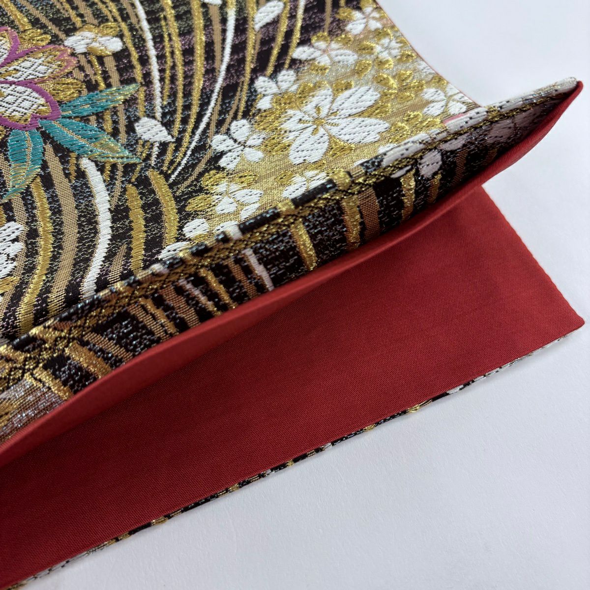 【美品】 袋帶 優品級 振袖禮服禮服用 櫻花花瓣 金絲 金金箔 金色 六通 純蠶絲