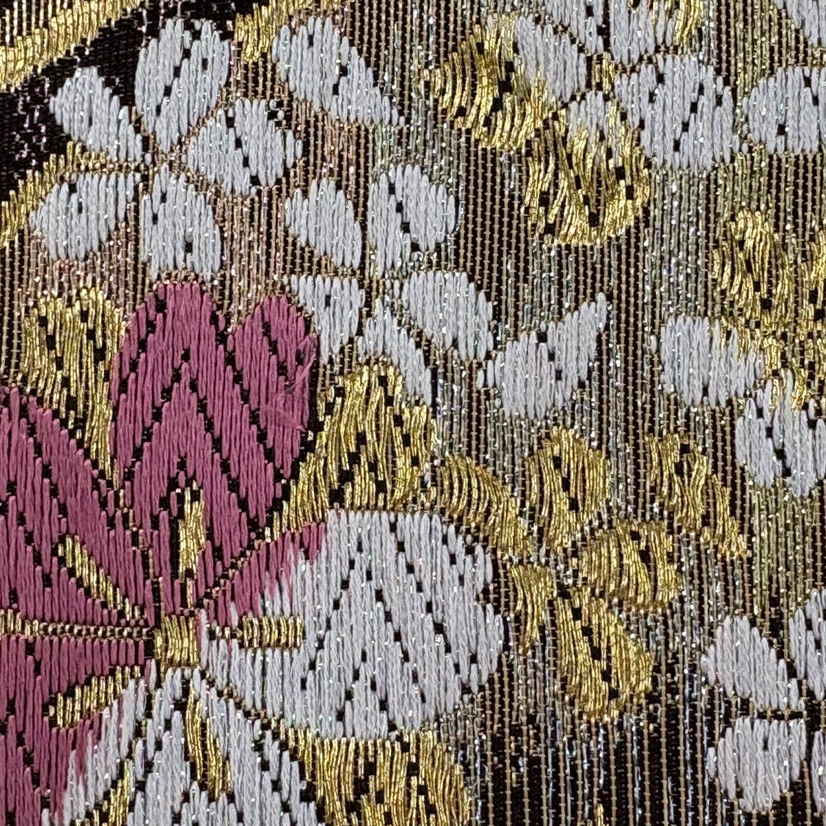 【美品】 袋帶 優品級 振袖禮服禮服用 櫻花花瓣 金絲 金金箔 金色 六通 純蠶絲