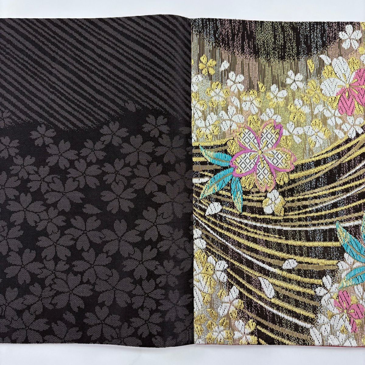 【美品】 袋帶 優品級 振袖禮服禮服用 櫻花花瓣 金絲 金金箔 金色 六通 純蠶絲