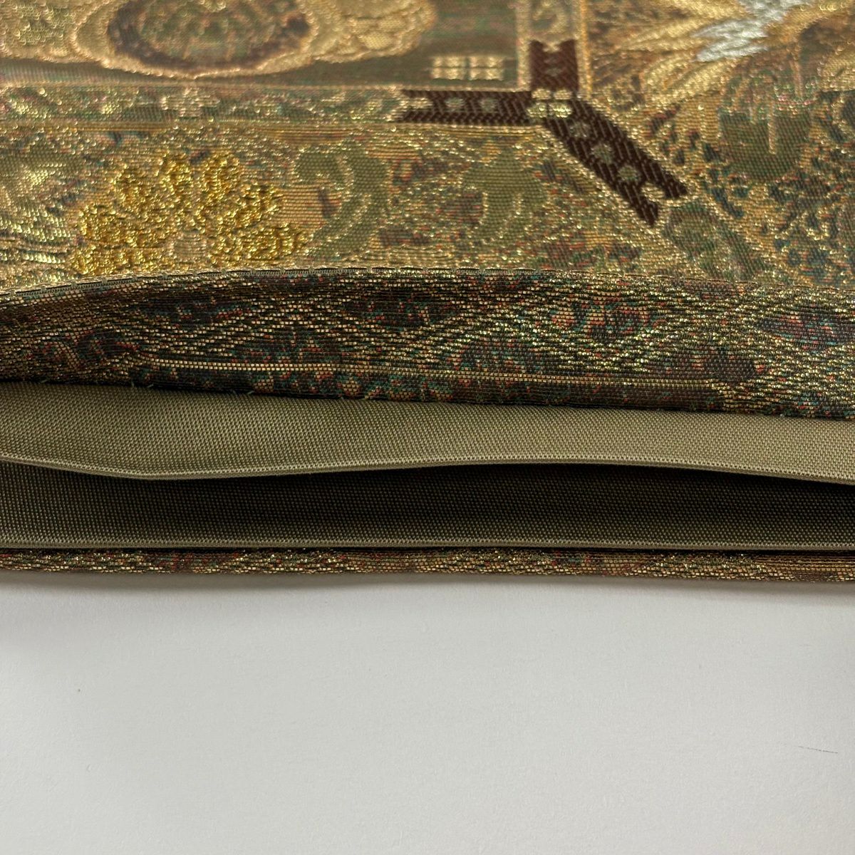 【美品】 袋帶 秀品級 關西仕立 蜀江文 鳥 金銀糸 金金箔 金茶 六通 純蠶絲