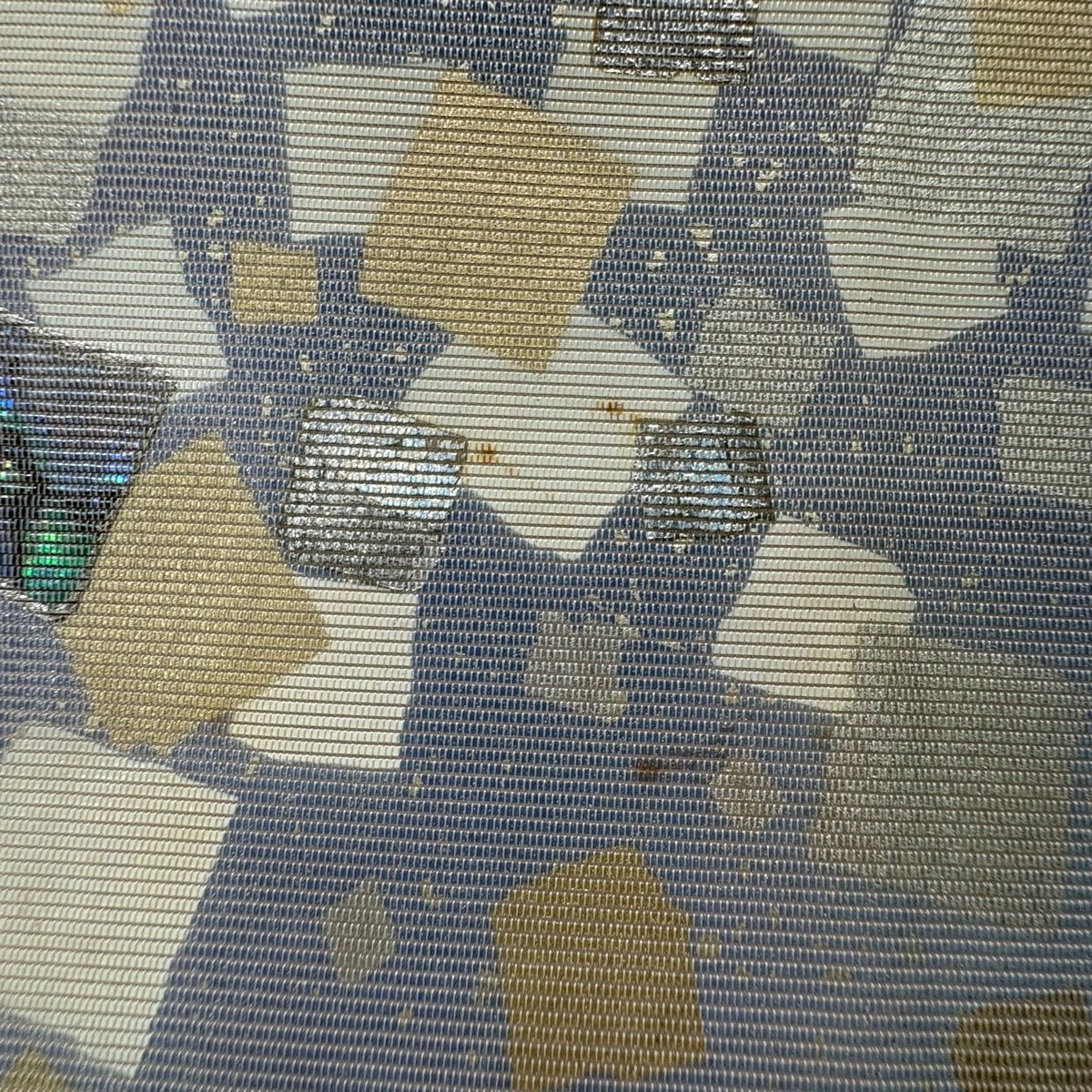 袋帶 優品級 金金箔散佈圖案 金金箔 螺鈿金金箔 青灰色 大鼓圖案 純蠶絲