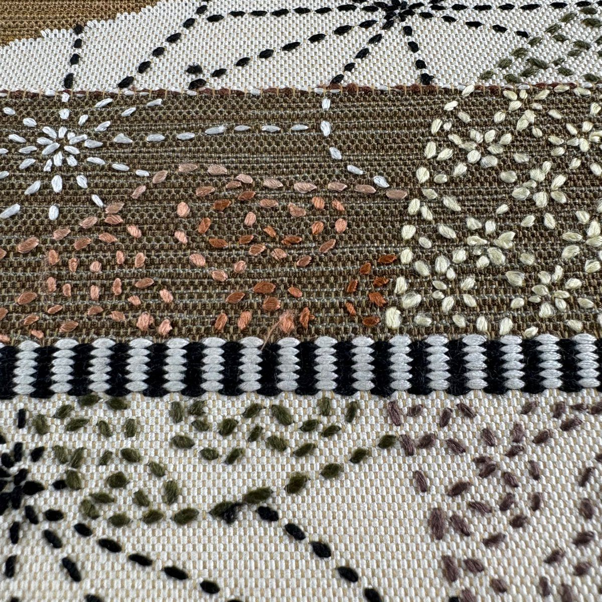 袋帶 秀品級 麻葉 流水 刺繡 茶 お太鼓紋 純蠶絲