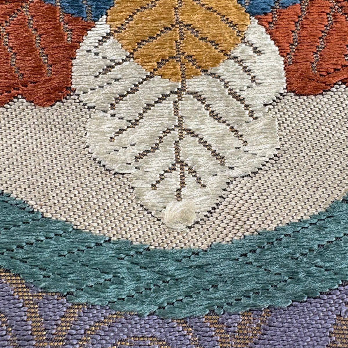 【美品】 袋帶 秀品級 蝶花 唐織 金金箔 紫 六通 純蠶絲