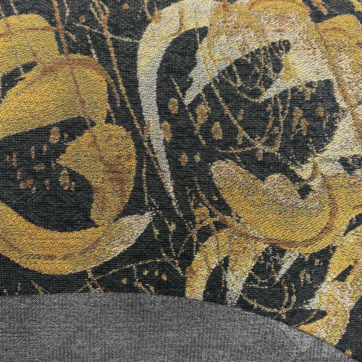 名古屋帶 優品級 幾何圖案 金銀線 金金箔 黑 純蠶絲
