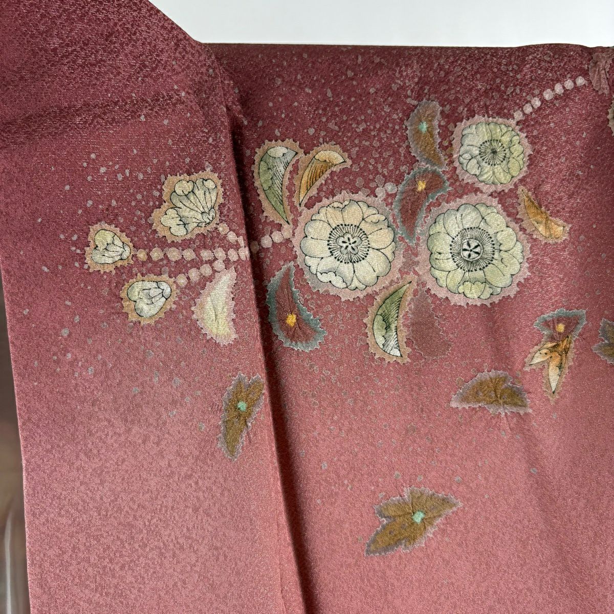 【美品】訪問服 身長160cm 袖長68cm L 雙層 吉乃一廉 有落款 辻花染 銀通し 粉紅 純蠶絲 逸品級