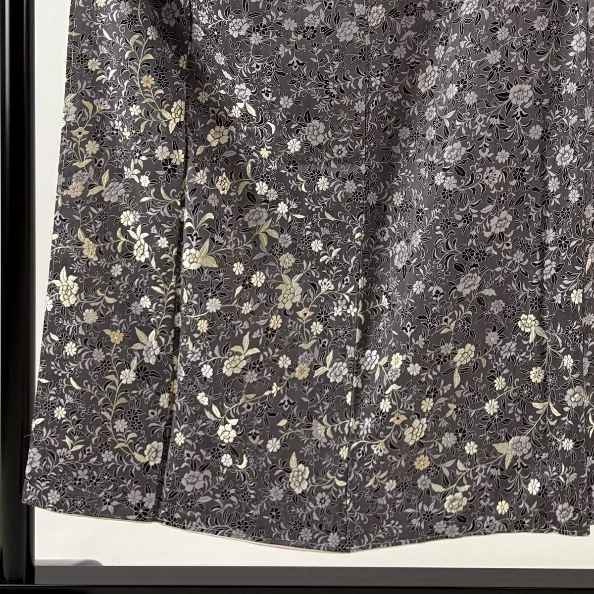 【美品】 付下 身長152cm 袖長62cm S 雙層 お召地 草花紋紋 刺繡 灰紫 純蠶絲 逸品級