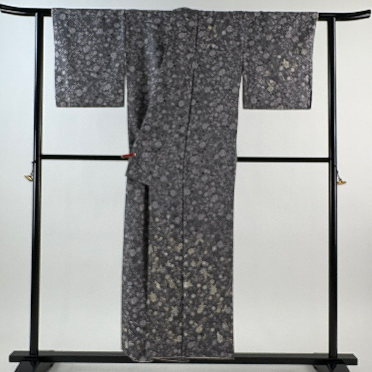 【美品】 付下 身長152cm 袖長62cm S 雙層 お召地 草花紋紋 刺繡 灰紫 純蠶絲 逸品級