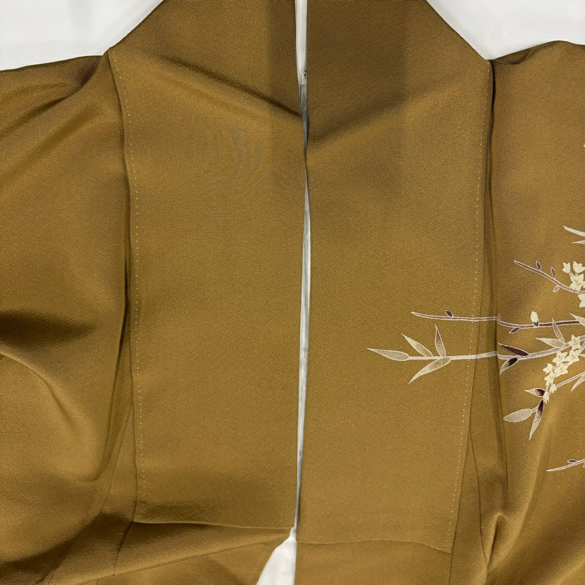 【美品】訪問服 身長151cm 袖長64.5cm M 雙層 枝花 染分 ぼかし 茶 純蠶絲 秀品級