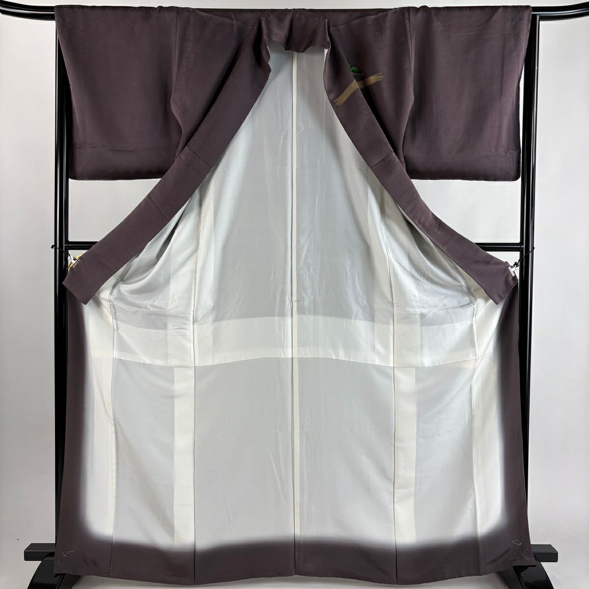 【美品】 付下 身長166cm 袖長67cm M 雙層 琴 松樹 金銀彩 漸層 紫 純蠶絲 秀品級 一つ紋