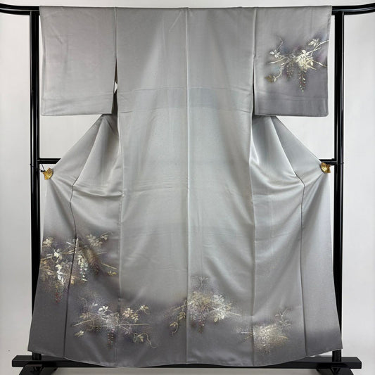 訪問服 身長159cm 袖長62cm S 雙層 藤棚 金銀彩 漸層 灰 純蠶絲 秀品級
