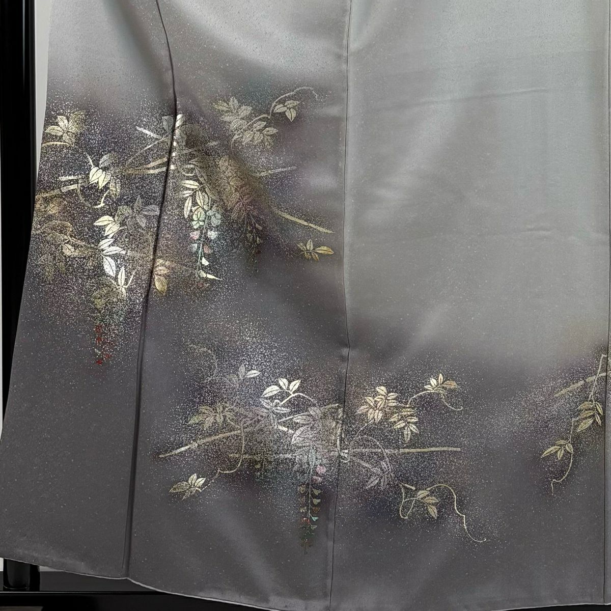 訪問服 身長159cm 袖長62cm S 雙層 藤棚 金銀彩 漸層 灰 純蠶絲 秀品級