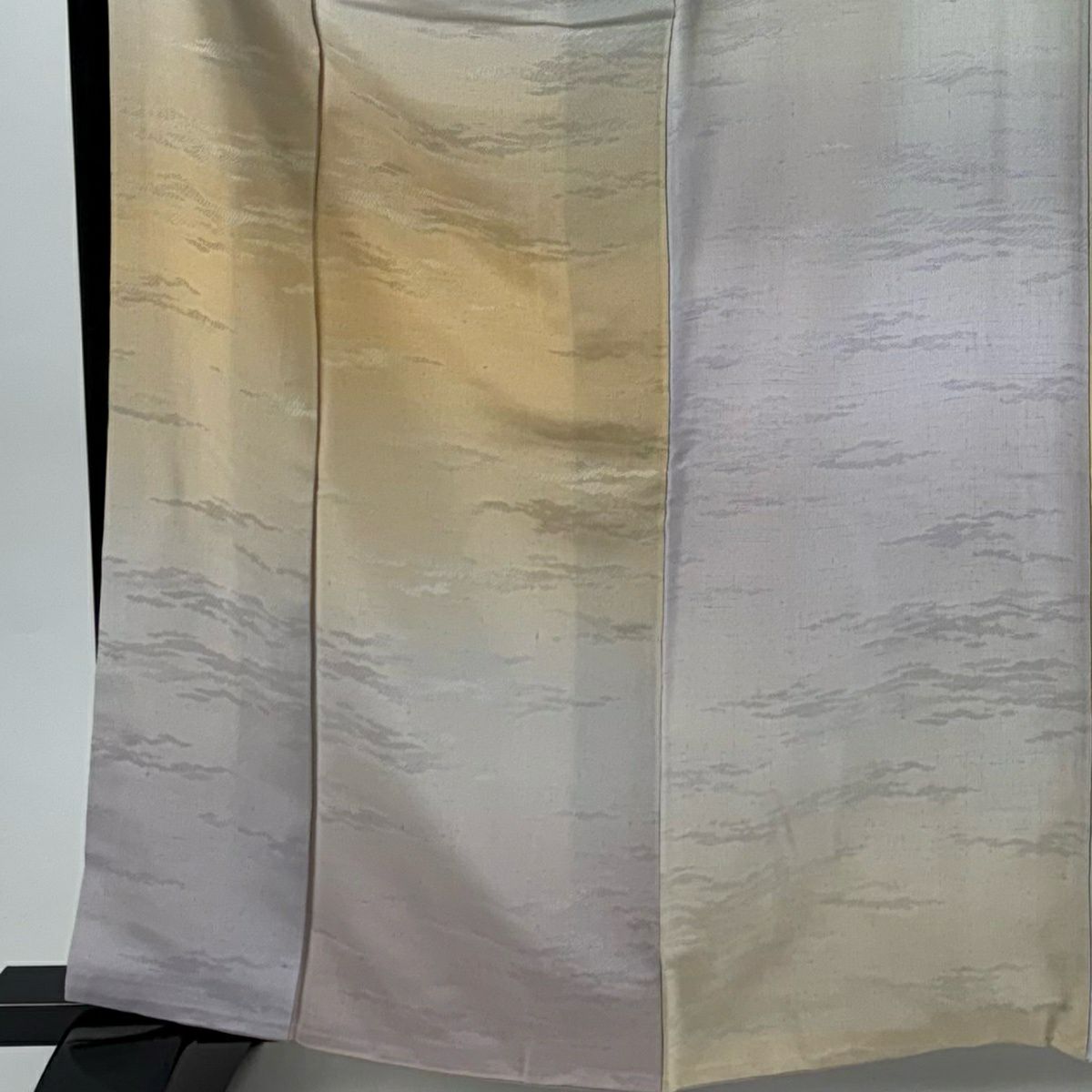 小紋 身長163.5cm 袖長64cm M 雙層 霞 漸層 淺紫 純蠶絲 優品級 一個紋