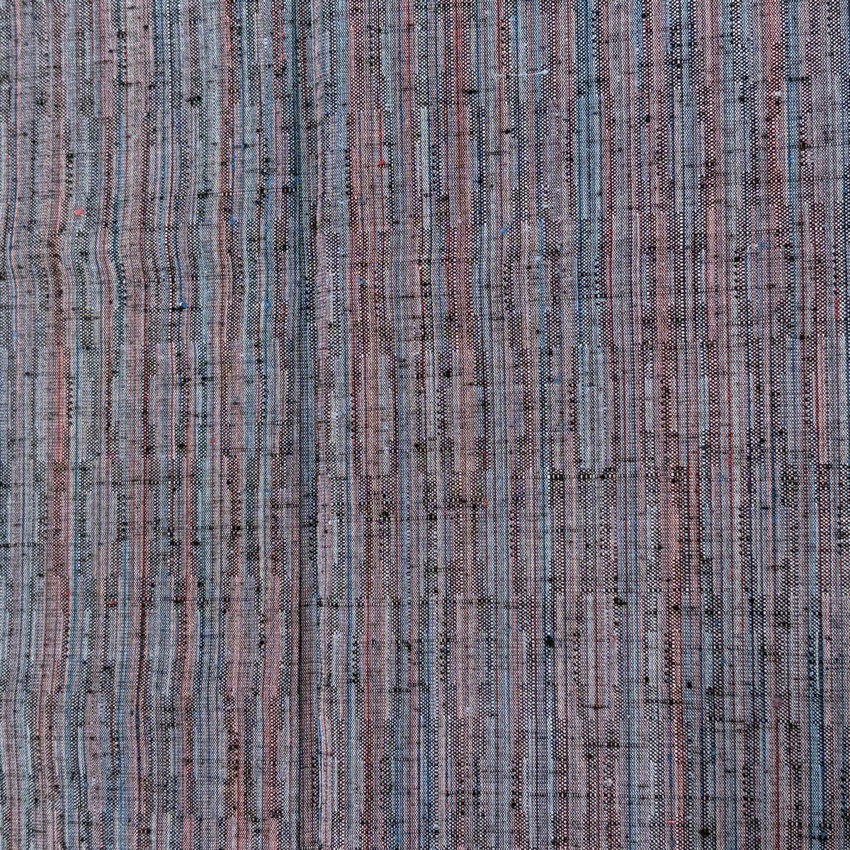 【美品】 紬織 身長152.5cm 袖長62cm S 雙層 嵯峨野紬織 垂直條紋 灰紫 純蠶絲 秀品級