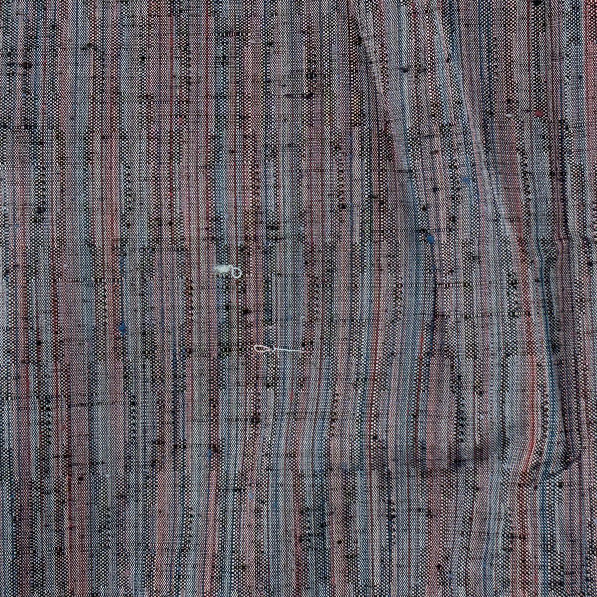 【美品】 紬織 身長152.5cm 袖長62cm S 雙層 嵯峨野紬織 垂直條紋 灰紫 純蠶絲 秀品級