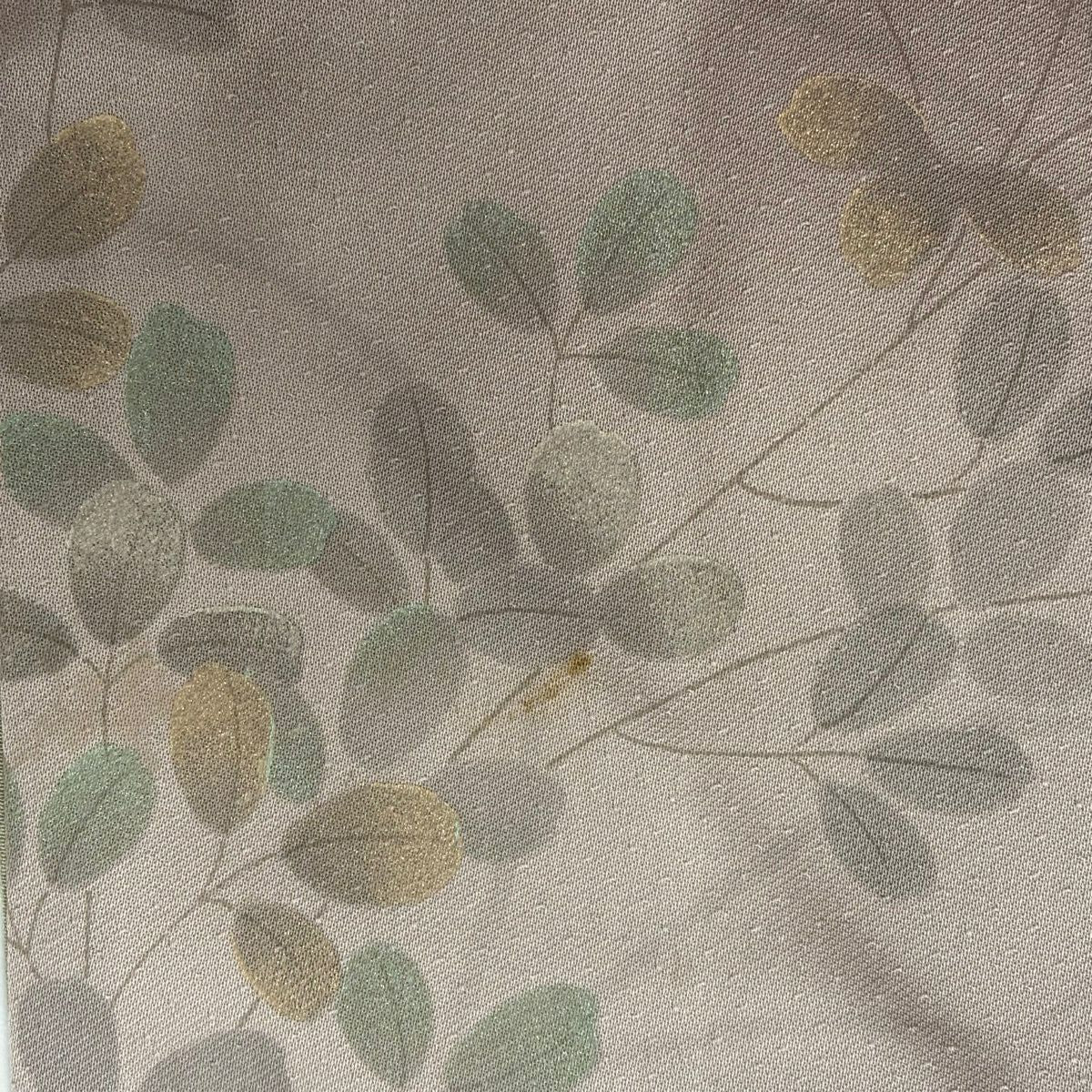 訪問服 身長160cm 袖長65.5cm M 雙層 扇子面 萩 刺繡 金糸 薄小豆 純蠶絲 秀品級