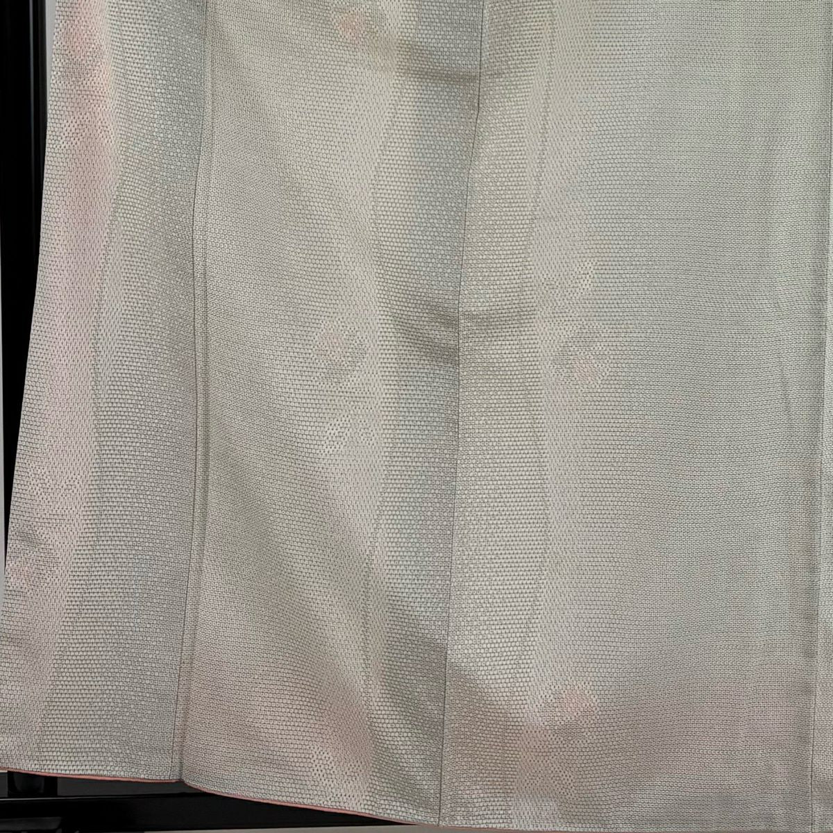 【美品】 紬織 身長163cm 袖長66cm M 雙層 草花紋幾何圖案 灰白 純蠶絲 優品級