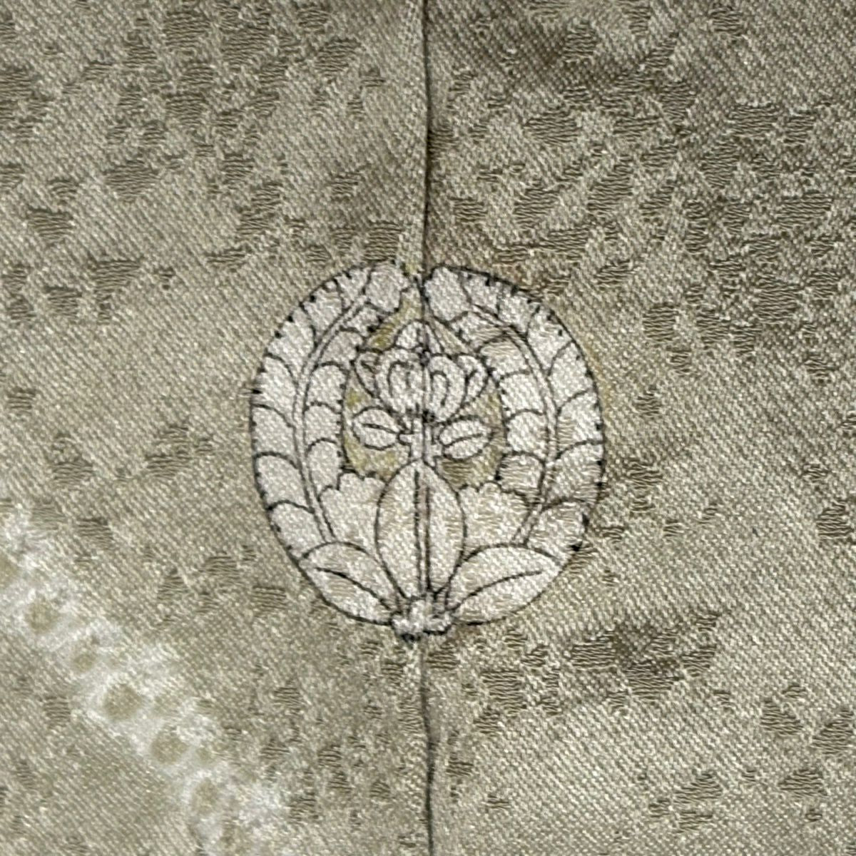 訪問服 身長162.5cm 袖長66cm M 雙層 菊花 短冊 刺繡 絞染 灰綠 純蠶絲 秀品級 一つ紋