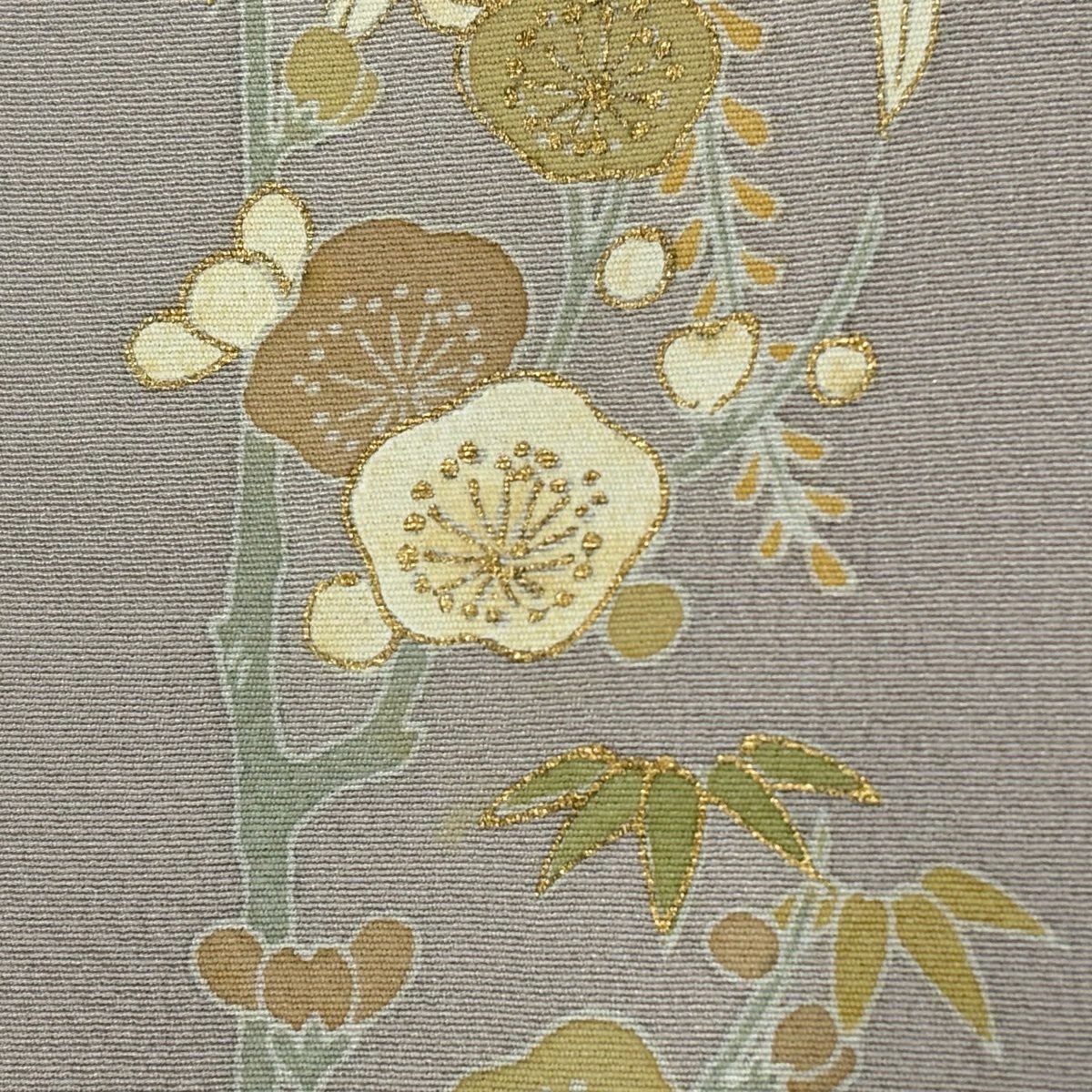 付下 身長161.5cm 袖長68cm L 雙層 短冊 草花紋紋 金彩裝飾 淺小豆色 純蠶絲 優品級
