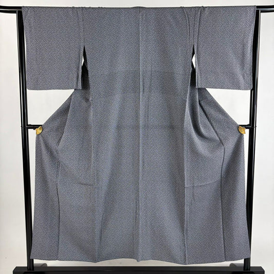 【美品】 江戶小紋 身長152cm 袖長63.5cm S 單層 瓢箪 青灰 純蠶絲 秀品級